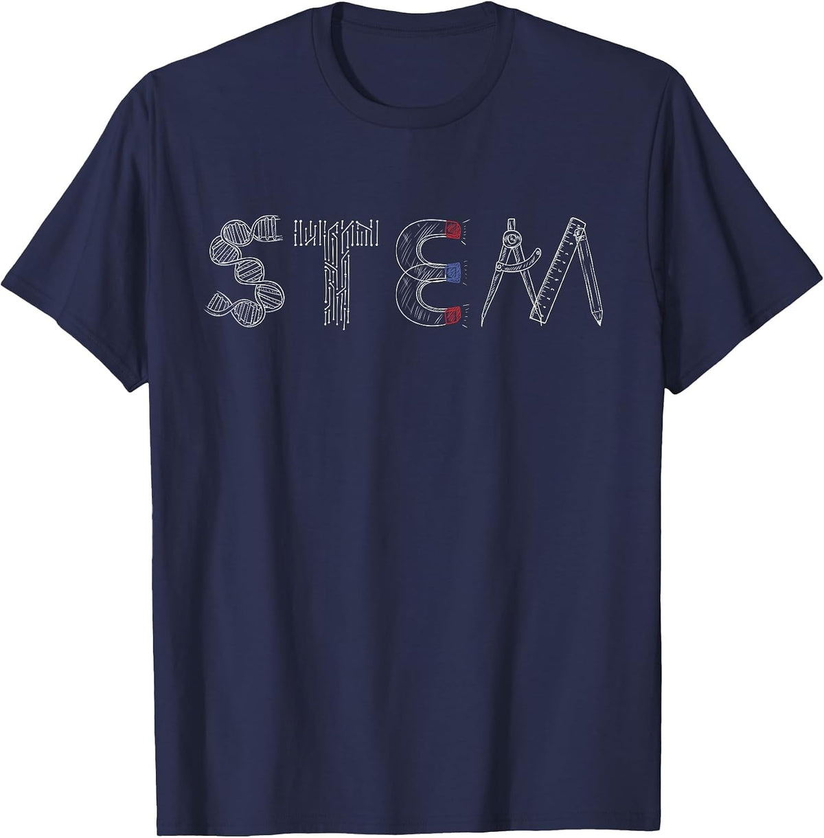 STEM Science Technology Engineering Math Teacher Student T-Shirt - Navy Blue