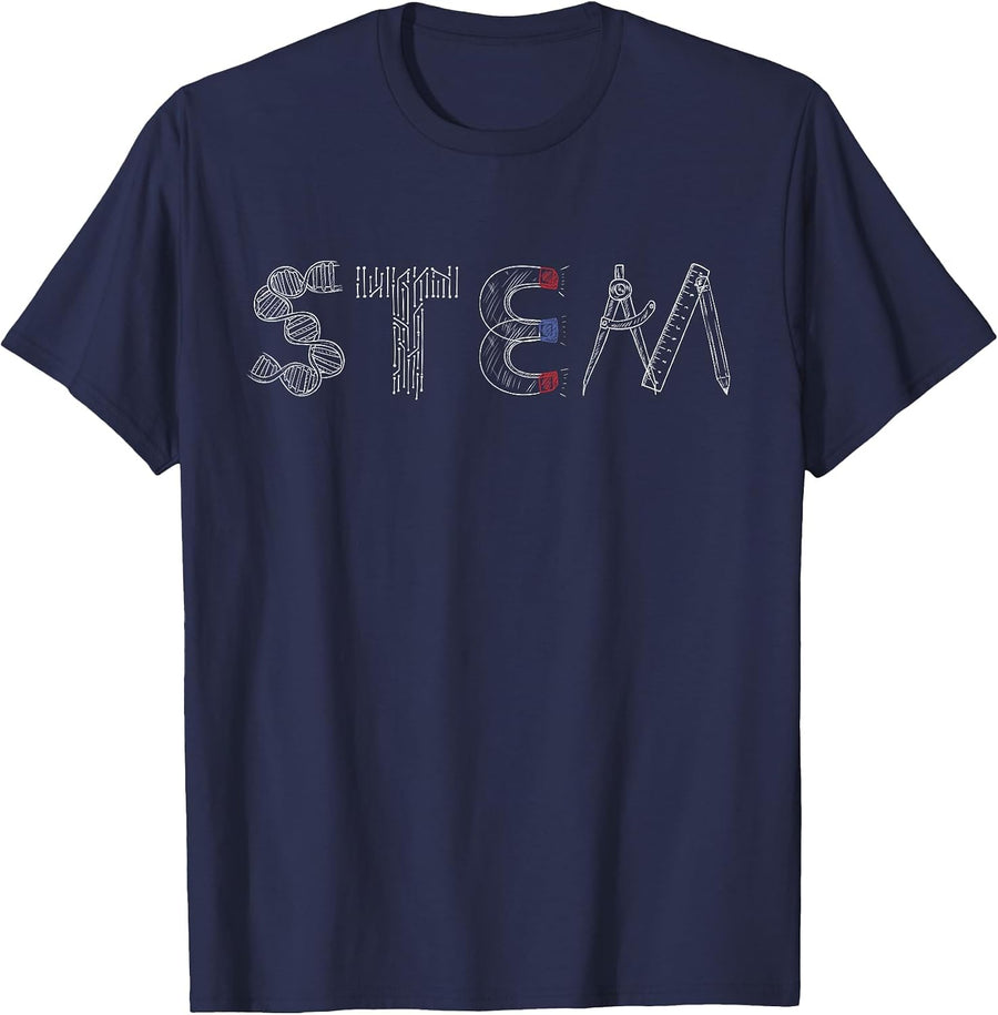 STEM Science Technology Engineering Math Teacher Student T-Shirt - Navy Blue