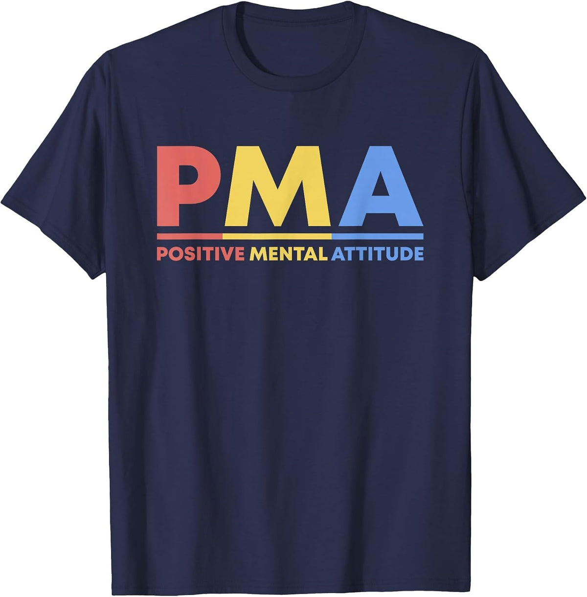 Retro Positive Mental Attitude Self Care Quote Pental Health T-Shirt - Navy Blue