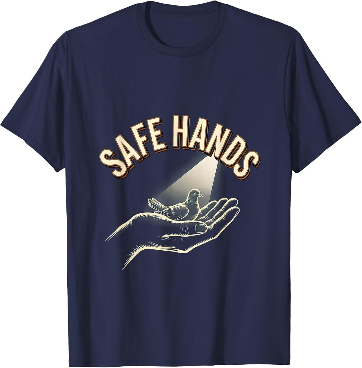 Men's Safe Hands Sign Painter Showcard Funny School Counselor Camp T-Shirt - Navy Blue