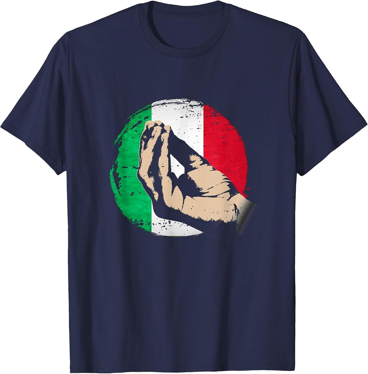 Pinched Finger Humor Italy Flag Funny Italian Hand Gesture T-Shirt - Navy Blue