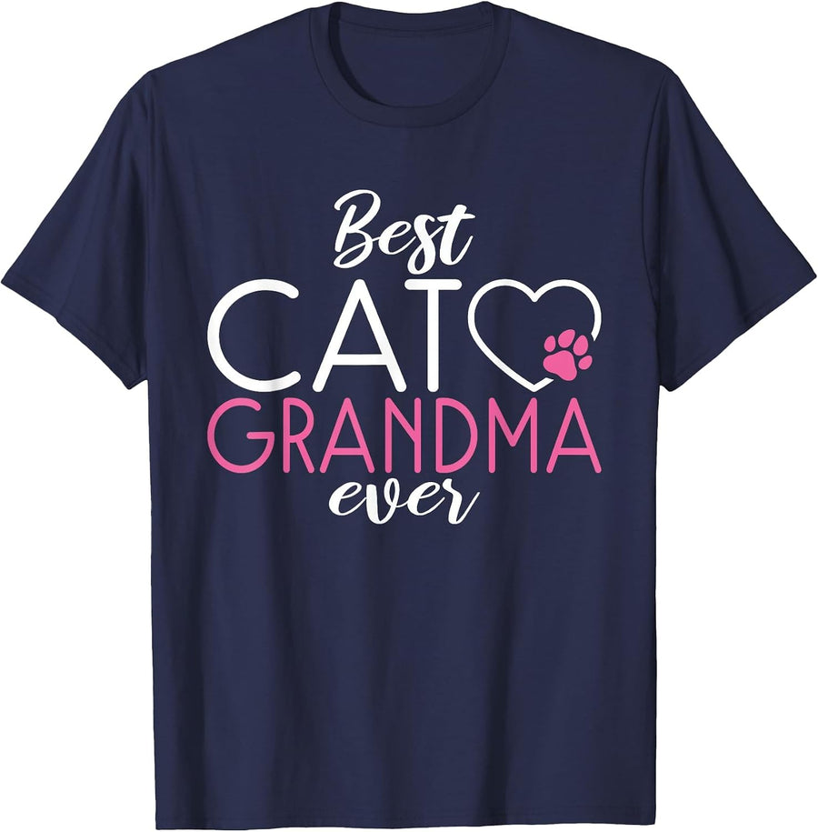 Best Cat Grandma Ever Kitty Cat Lover T-Shirt - Navy Blue