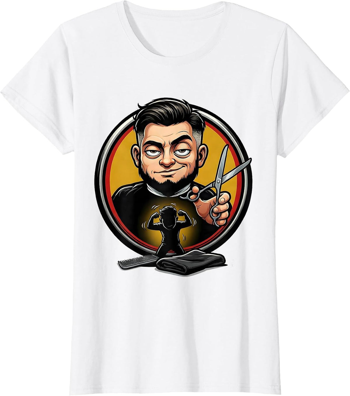 Calm Barber Cartoon Hair Stylist Gift T-Shirt - White