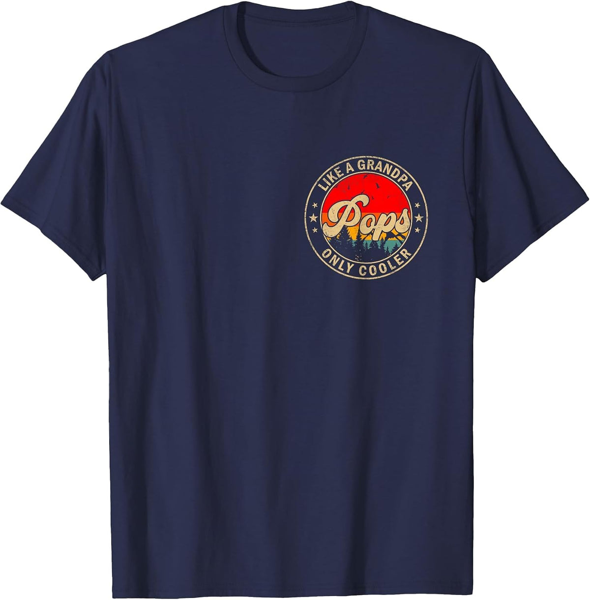 Pops Like A Grandpa Only Cooler Retro for Papa Grandpa T-Shirt - Navy Blue