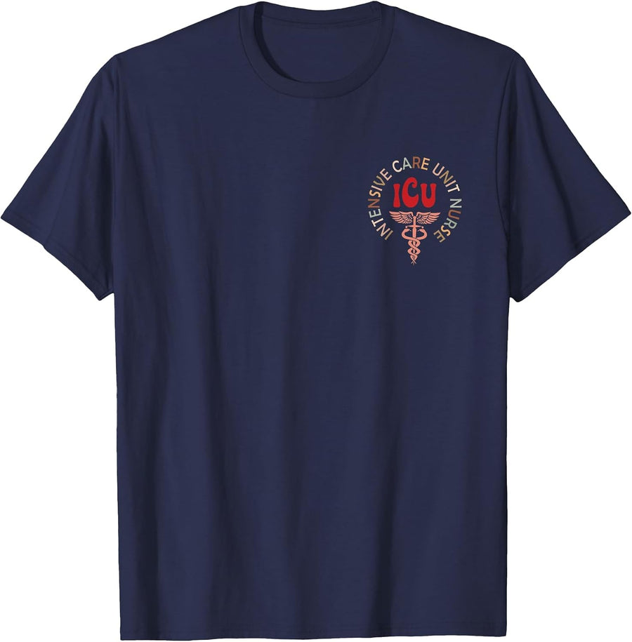 Funny Intensive Care Unit Intensive Care Unit Nurse Emergency Nurse T-Shirt - Navy Blue