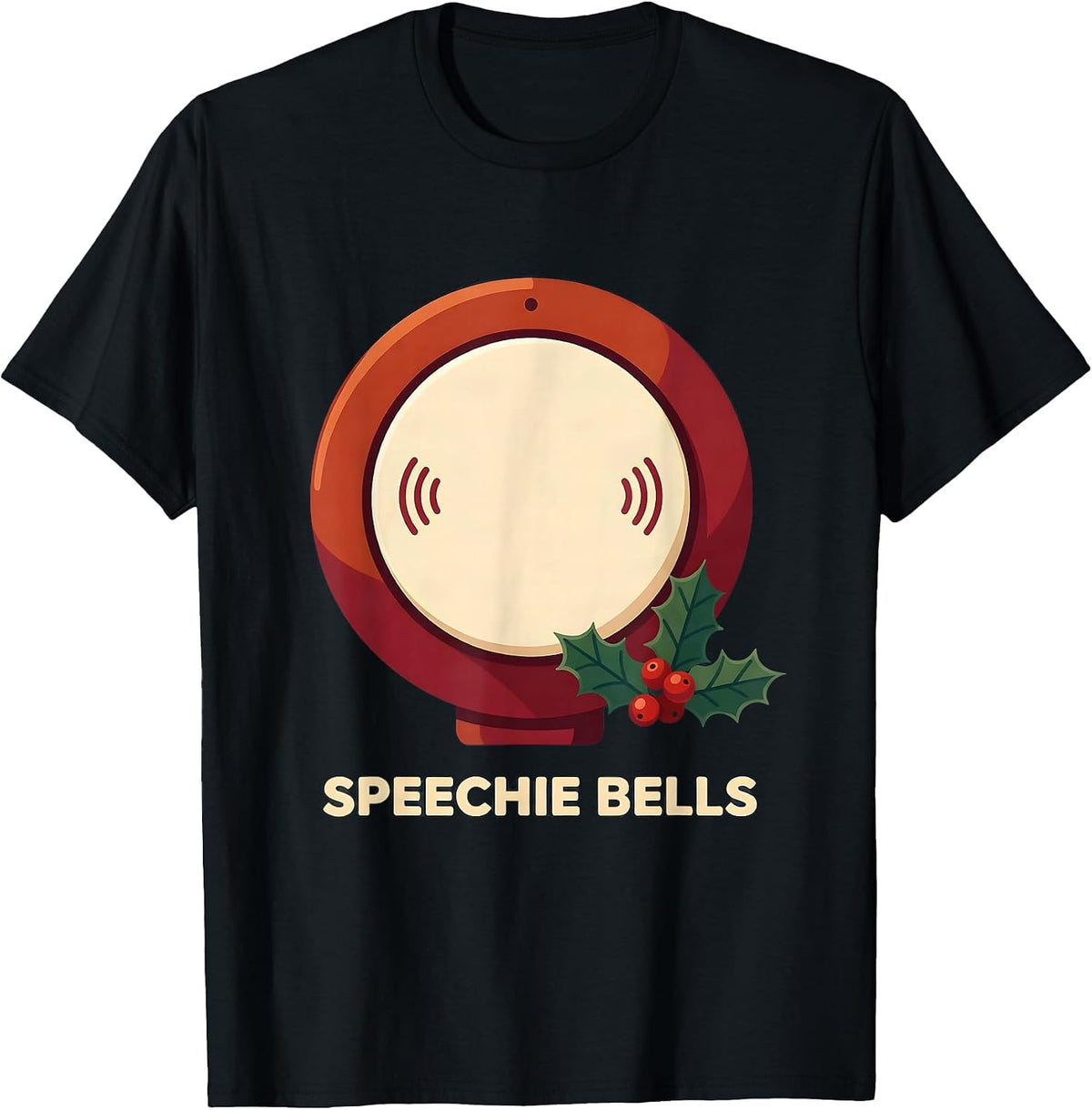 Men's Speechie Bells Funny Speech Therapist SLP Christmas Humor T-Shirt - Black
