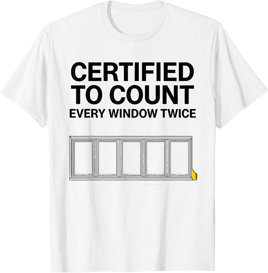 Men's Certified To Count Every Window Twice Funny School Bus T-Shirt - White