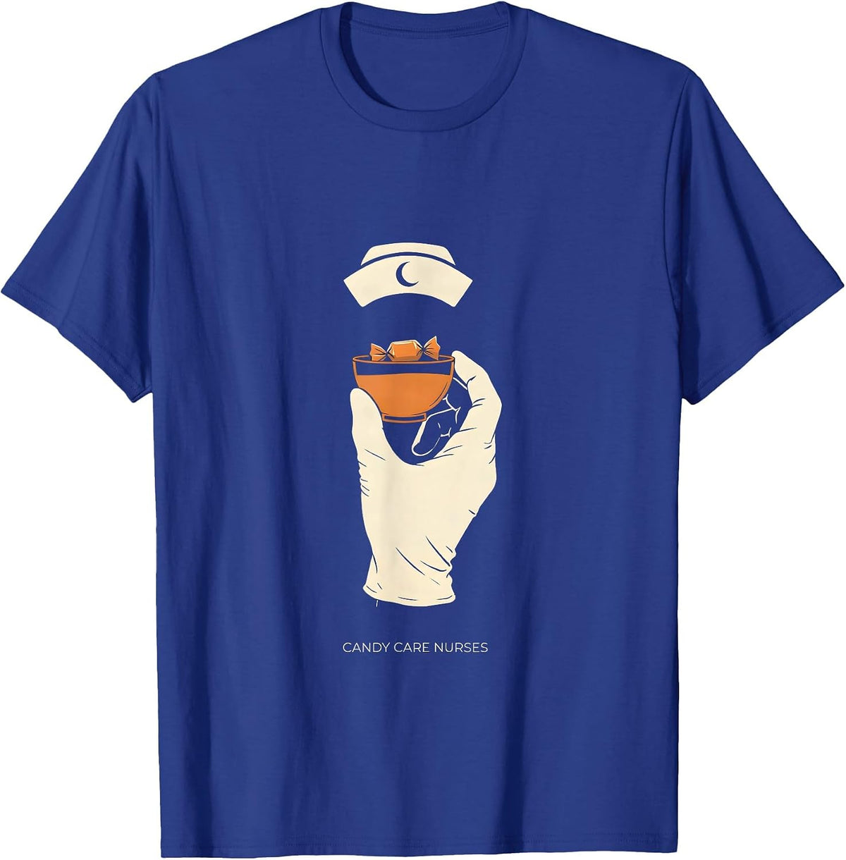 Men's Candy Care Nurses Funny Halloween Nurse Team Crew T-Shirt - Royal Blue
