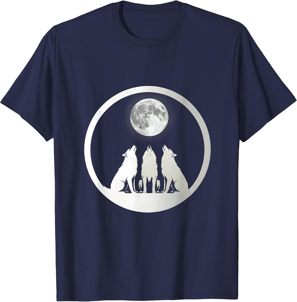 Wolf Pack Howling Moon Suicide Prevention Design T-Shirt - Navy Blue