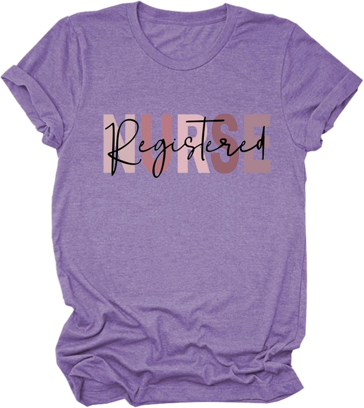 Registered Nurse Shirts for Women RN Nurses Cute Graphic Tees Nursing School T-Shirts Casual Short Sleeve Tops - Purple
