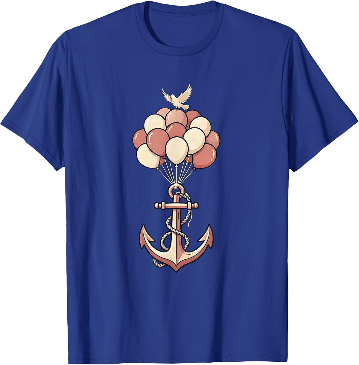 Suicide Prevention Awareness Anchor Balloon Art T-Shirt - Royal Blue