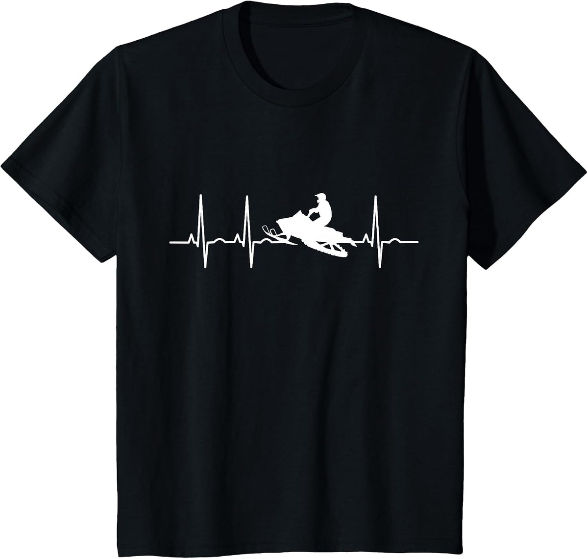 Snowmobile Heartbeat Snowmobiling Lovers Snowmobile Rider T-Shirt - Black