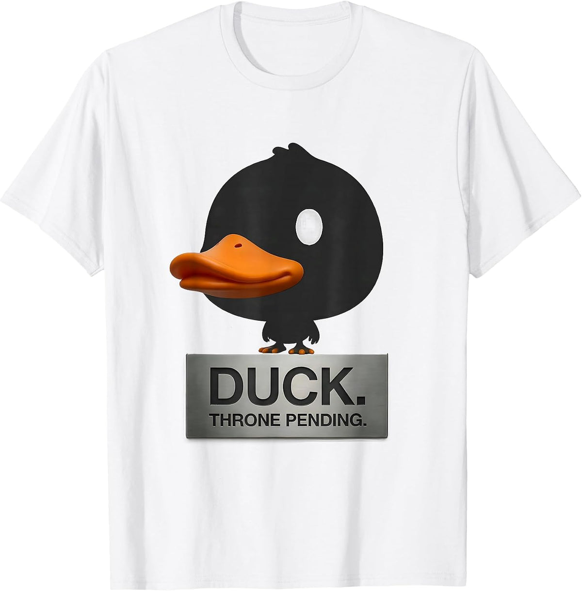 Men's DUCK THRONE PENDING Funny Duck Novelty Gift Birthday Humor T-Shirt - White