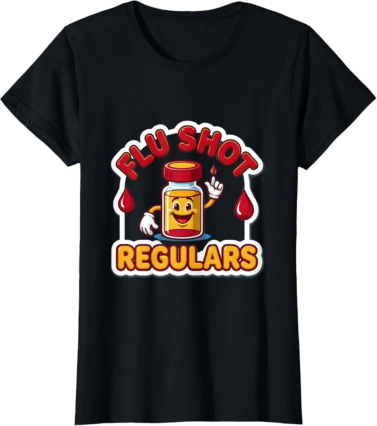 Women's Flu Shot Regulars Funny Nurse Doctor Vaccine Humor T-Shirt - Black