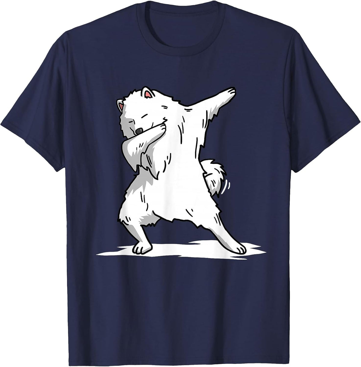 Cute Dabbing Samoyed Dog T- Funny Dab Dance T-Shirt - Navy Blue