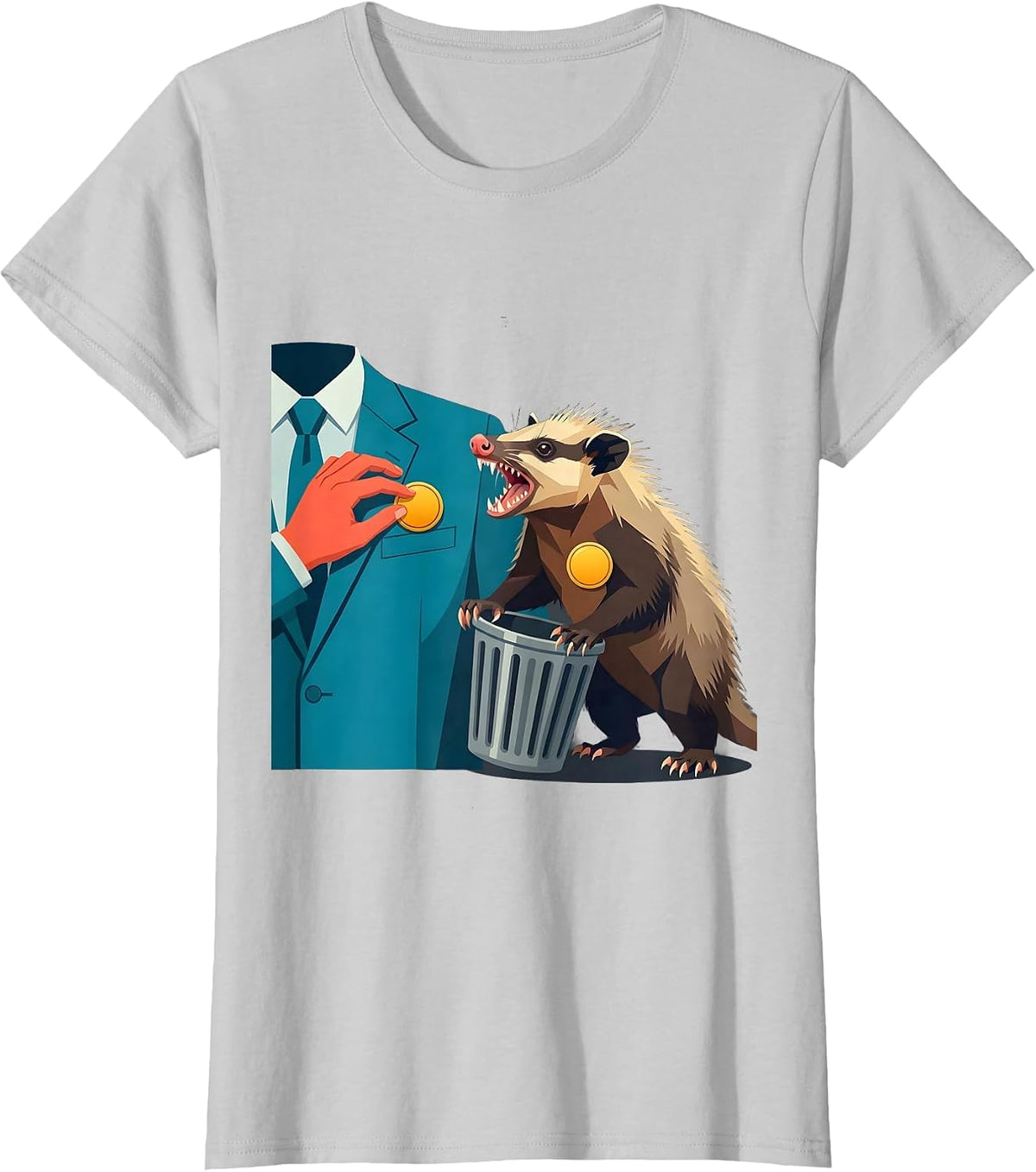 Flat Opossum Meme Humor Funny Possum Lover Gift T-Shirt - Silver Grey