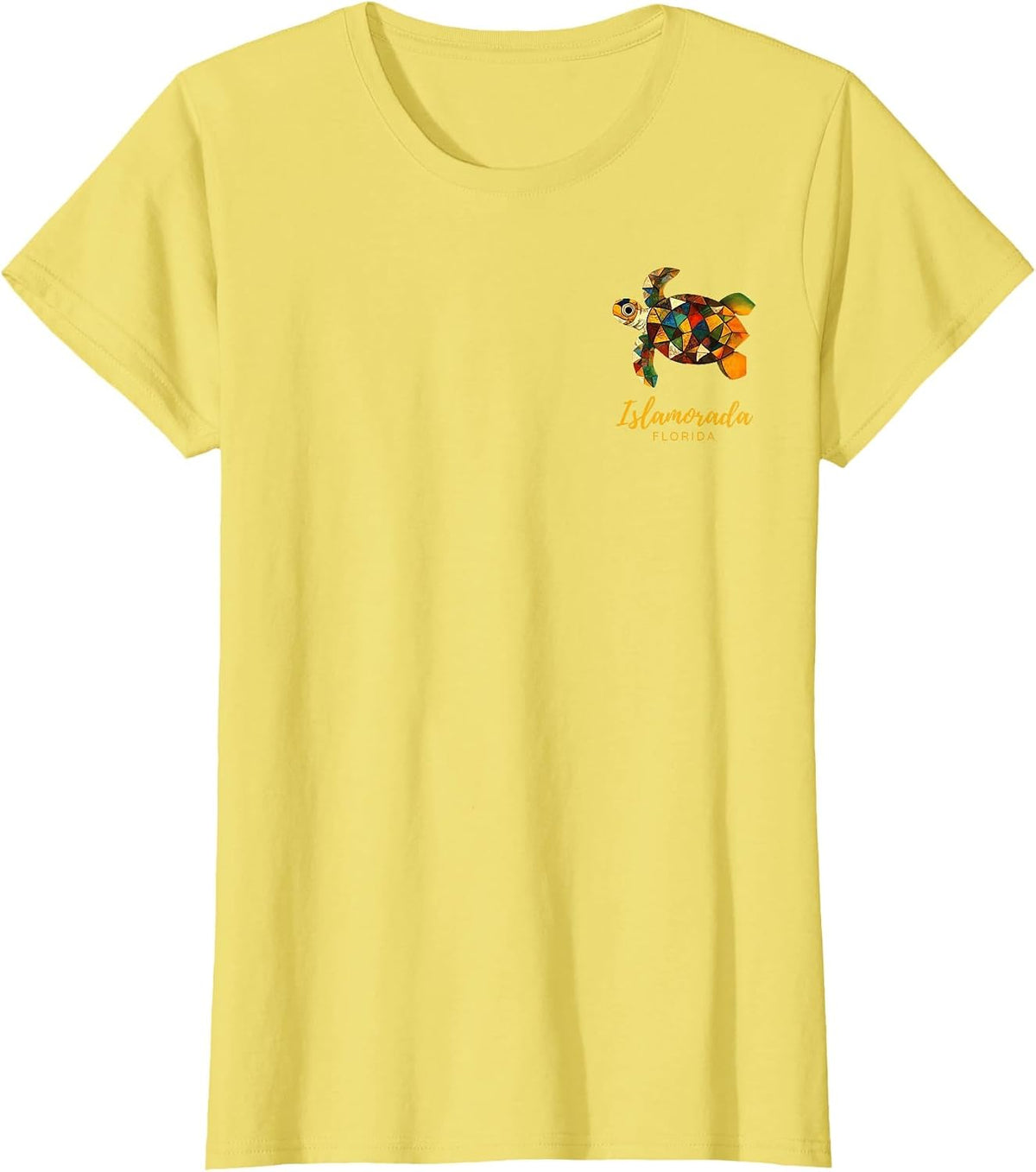 Islamorada FL Florida Keys Vintage Tribal Sea Turtle T-Shirt - Lemon Yellow