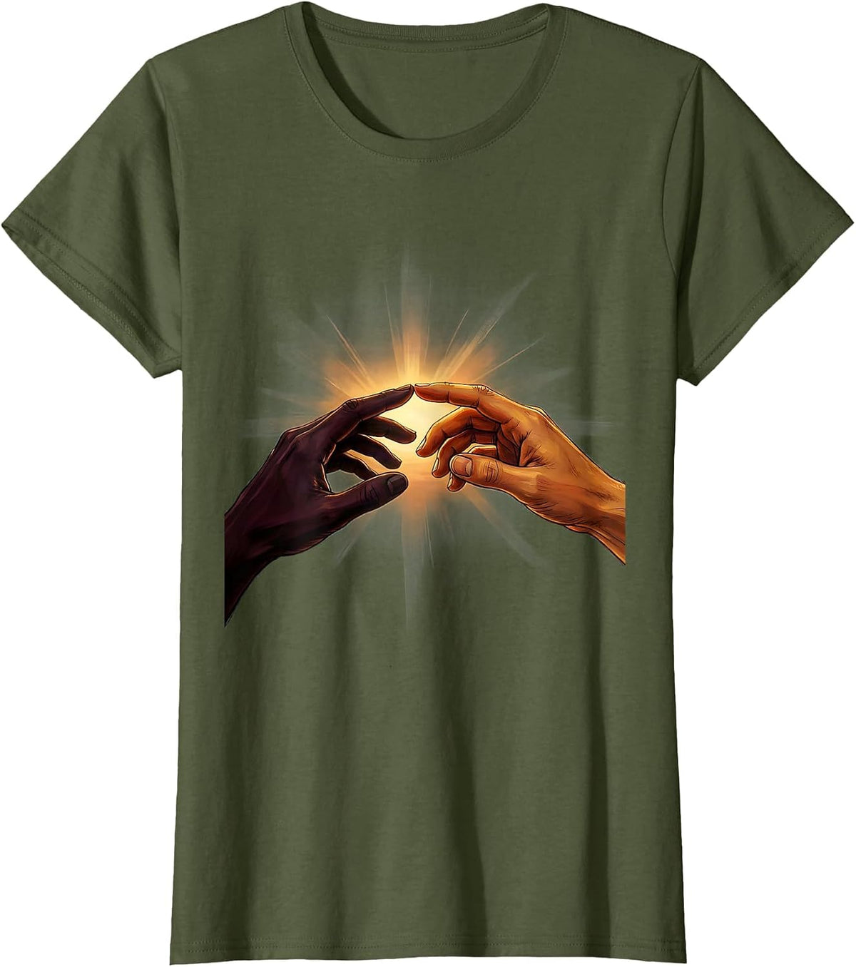 Women's Reaching Hands Suicide Prevention Awareness Design T-Shirt - Olive Green