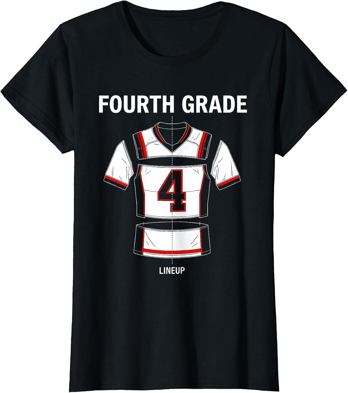 Team 4 Fourth Grade Lineup Exploded View Technical School T-Shirt - Black