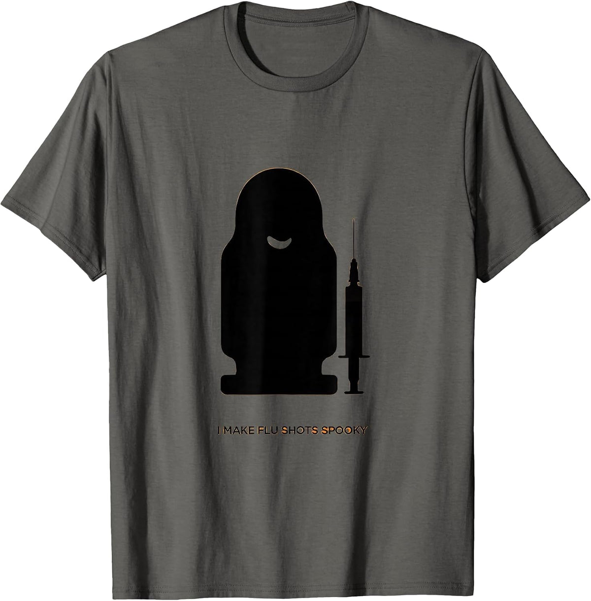 Men's I Make Flu Shots Spooky Funny Halloween Nurse Ghost Vaccine T-Shirt - Asphalt Grey
