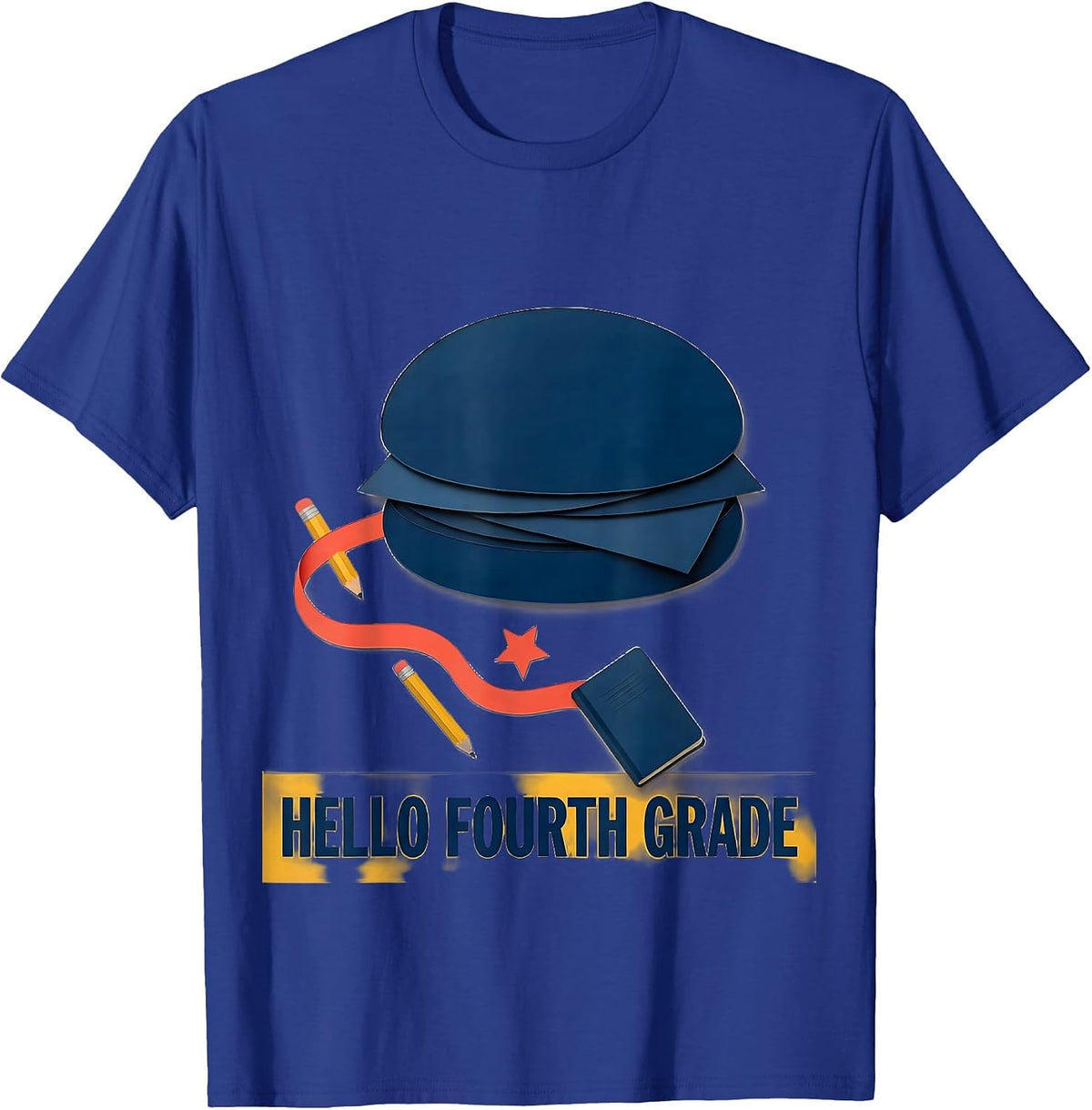 Hello Fourth Grade Messy Bun Back To School Girls Humor T-Shirt - Royal Blue