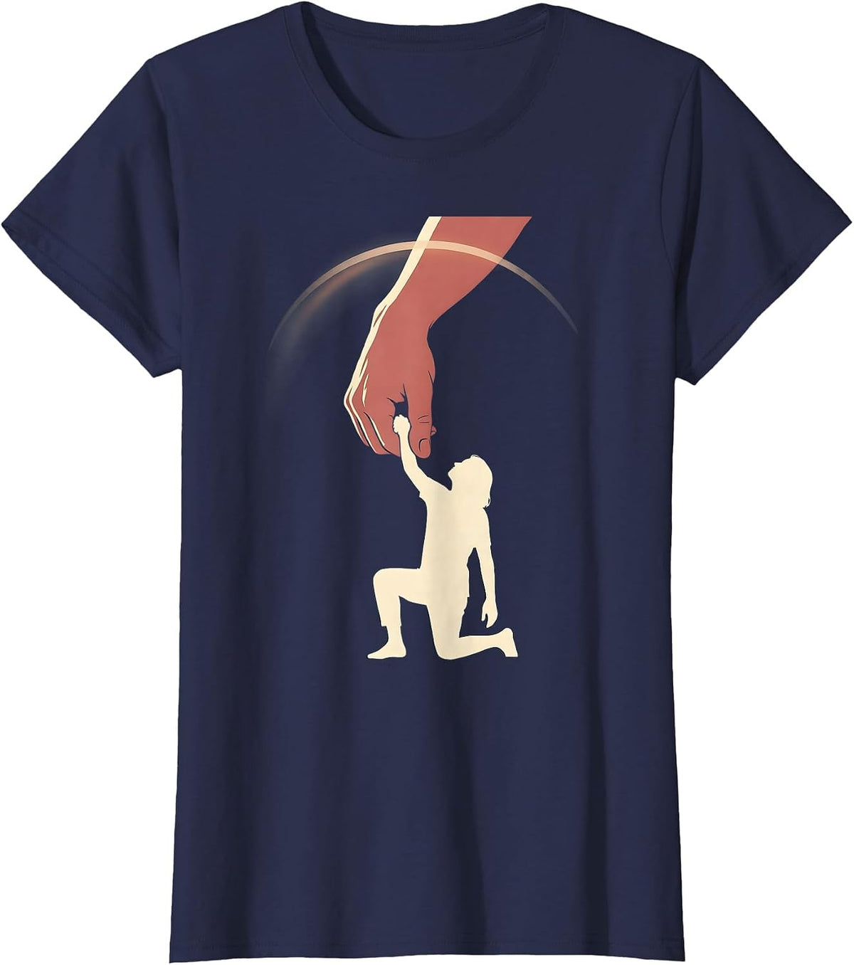 Women's Anti Bullying Hand Lifting Fallen Figure Graphic T-Shirt - Navy Blue