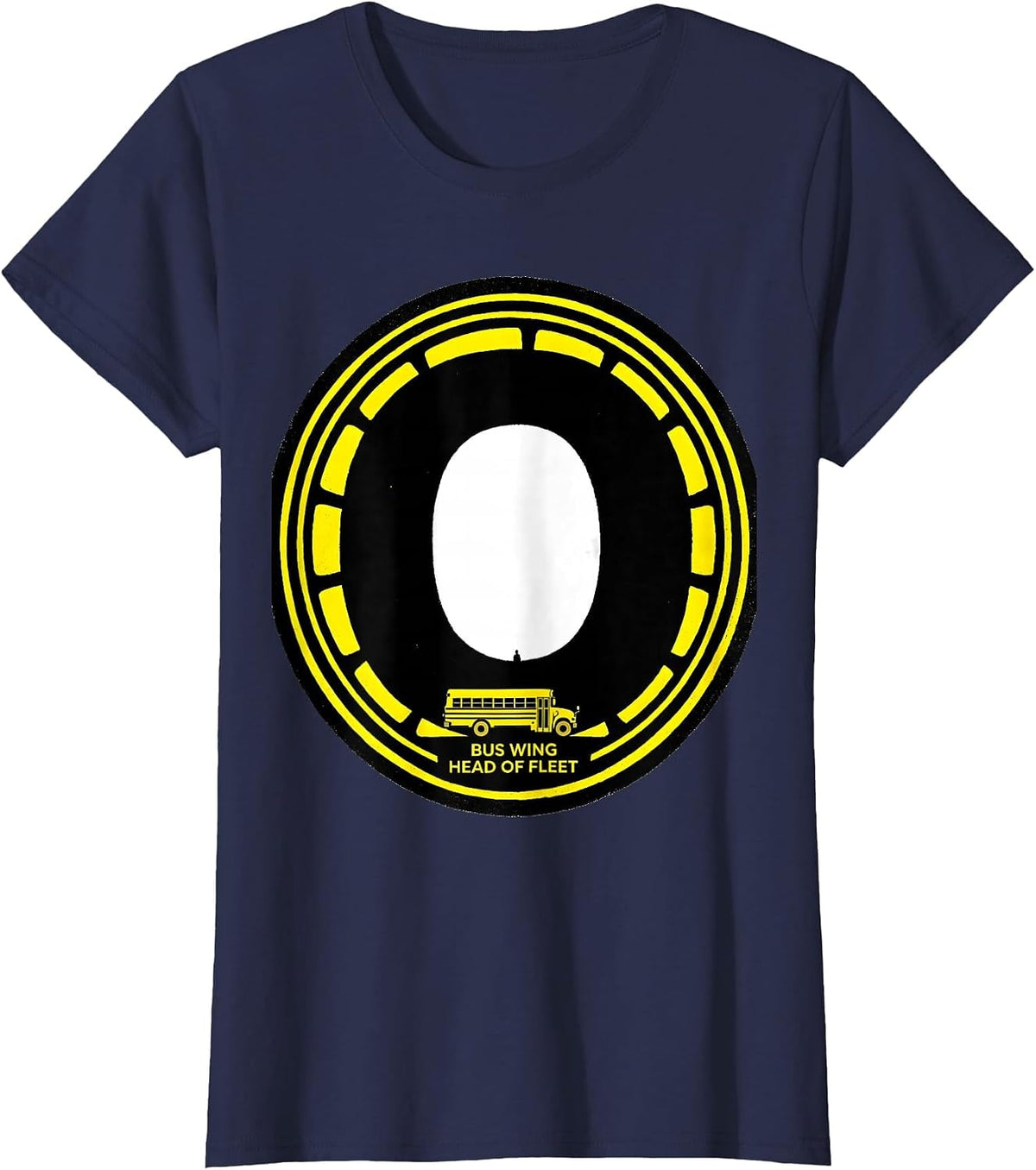 Women's Bus Wing Head Of Fleet Funny School Custodian Appreciation T-Shirt - Navy Blue