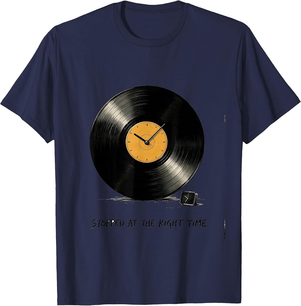 Men's Stopped At The Right Time Old School Hip Hop Nostalgia Rap T-Shirt - Navy Blue