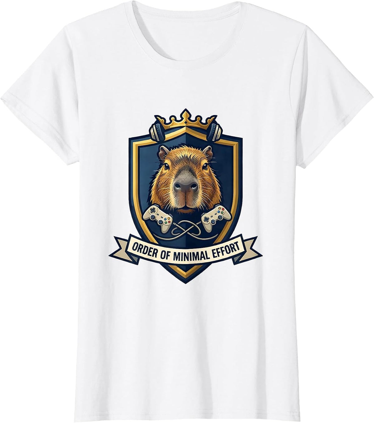 Women's Order of Minimal Effort Funny Capybara Gamer Meme Humor T-Shirt - White