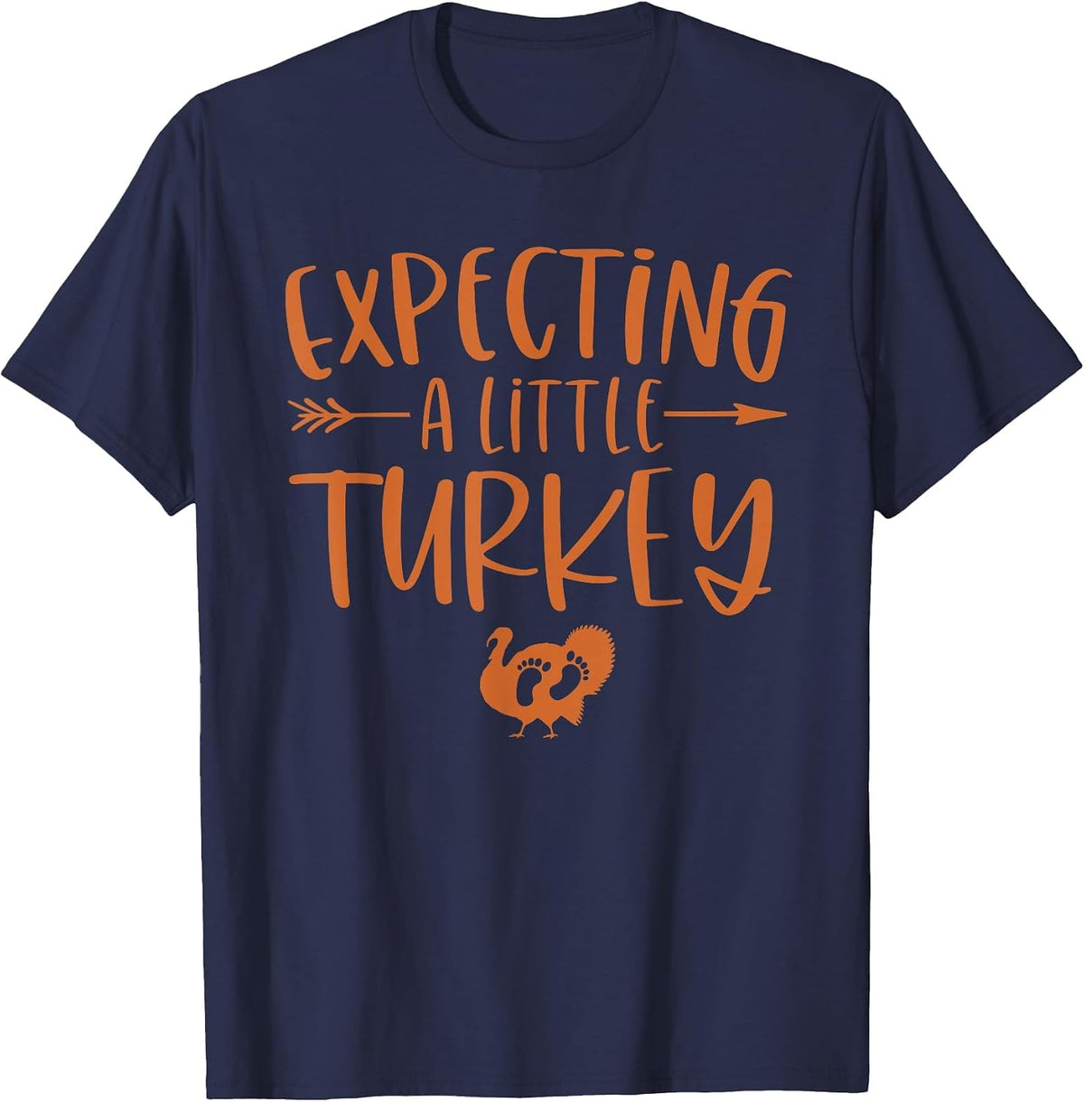 Expecting A Little Turkey Thanksgiving Pregnancy T-Shirt - Navy Blue