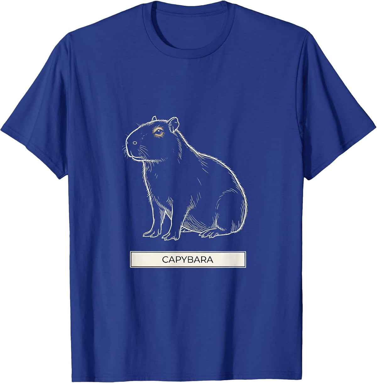 Men's Capybara Minimalist Badge Line Art Animal T-Shirt - Royal Blue