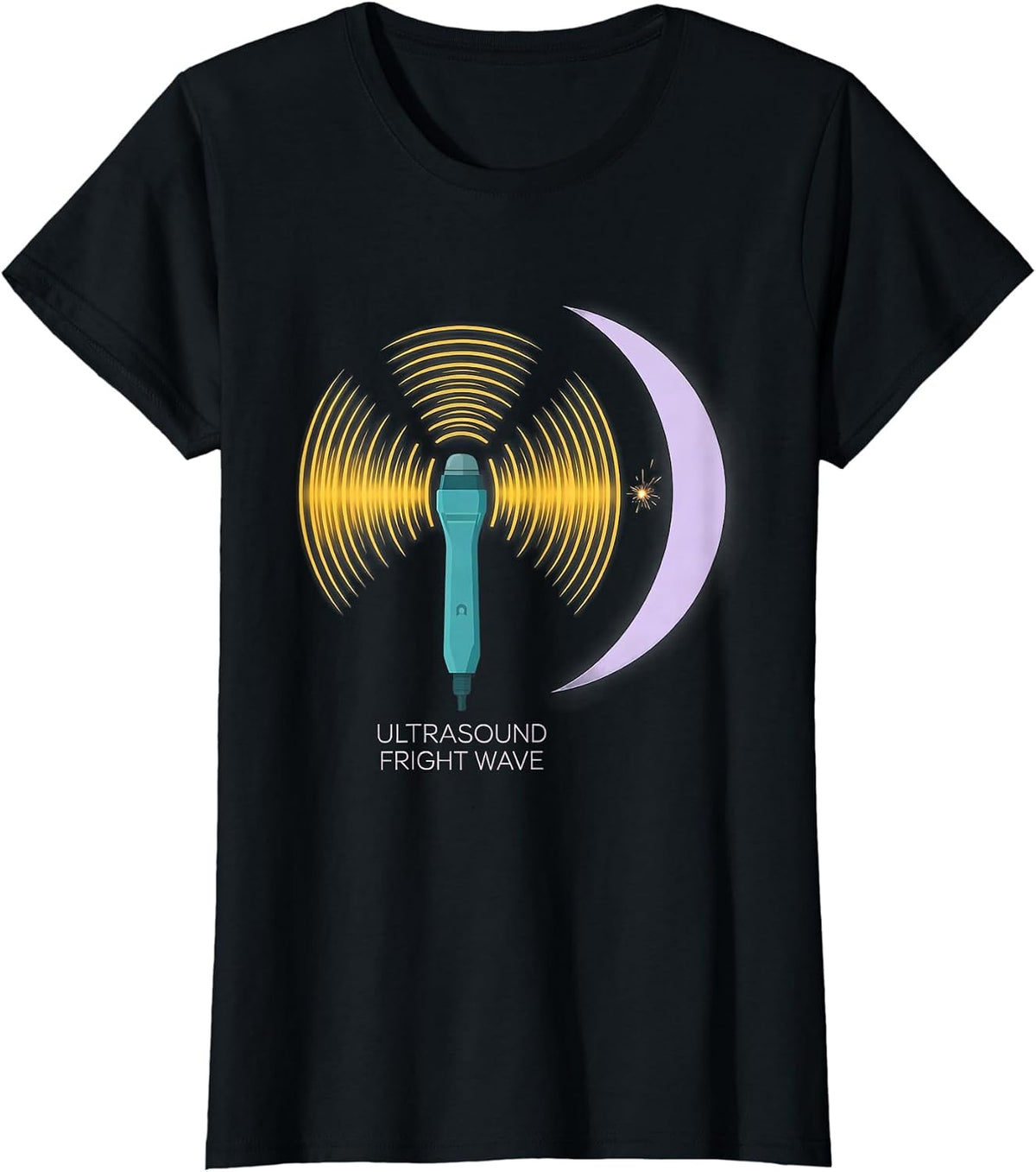Women's Ultrasound Fright Wave Funny Radiology Tech Halloween T-Shirt - Black