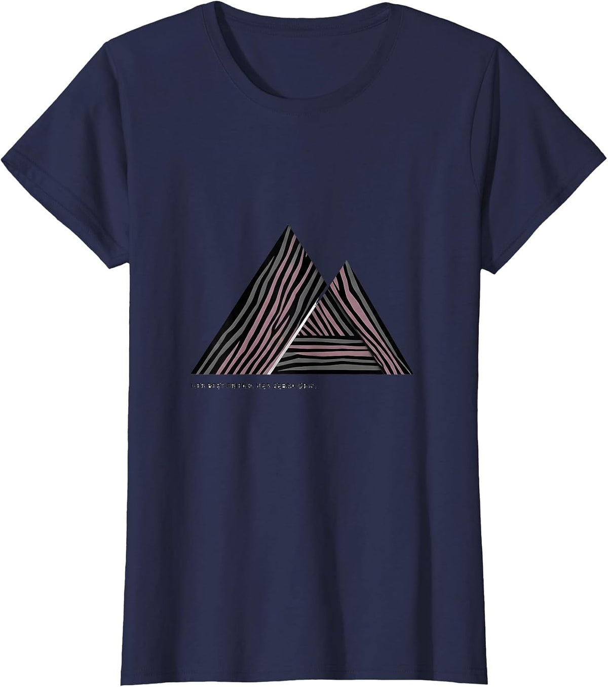 Women's Her Best Friend Her Zebra Grid Geometric EDS Down Syndrome T-Shirt - Navy Blue