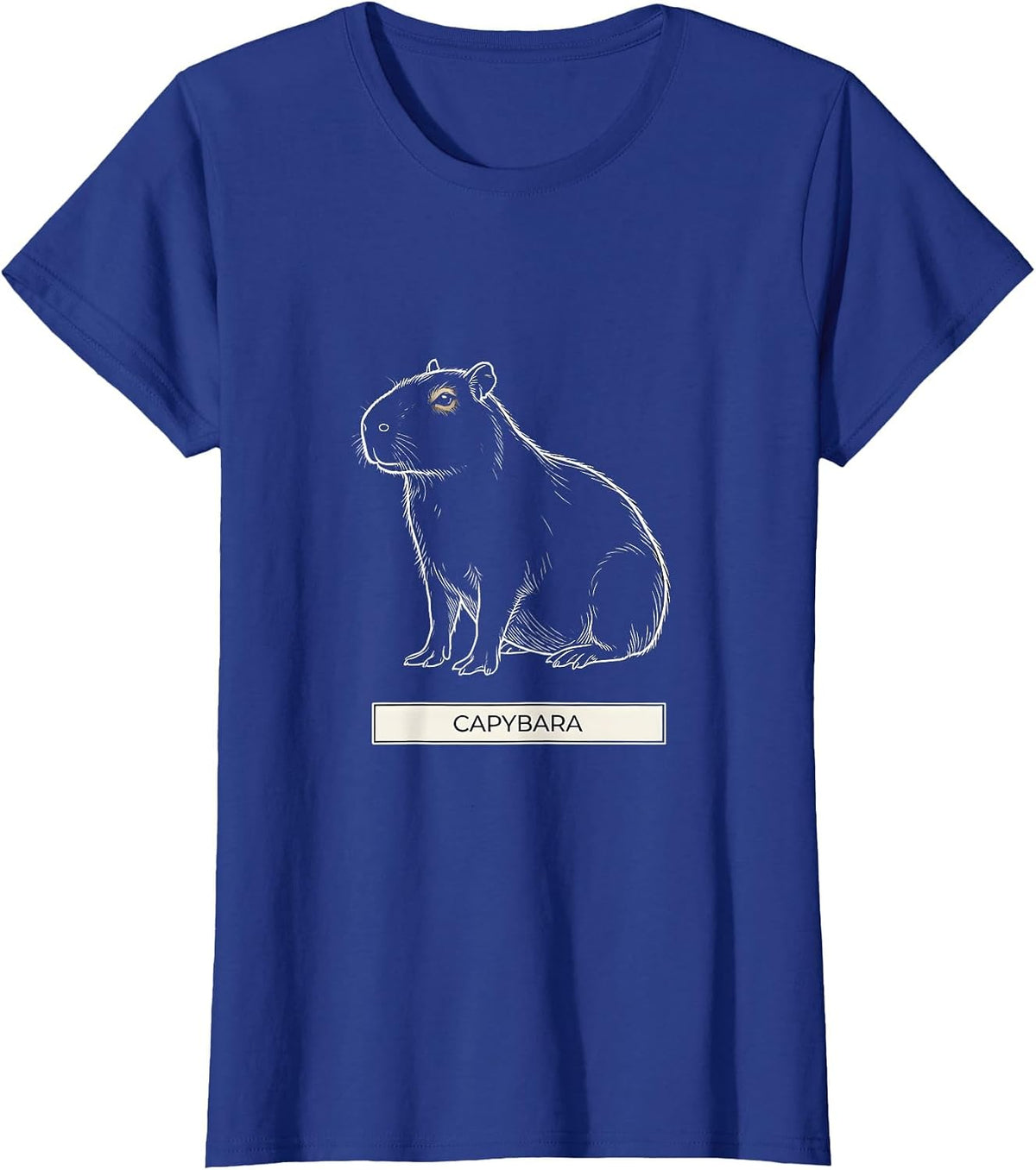 Women's Capybara Minimalist Badge Line Art Animal T-Shirt - Royal Blue