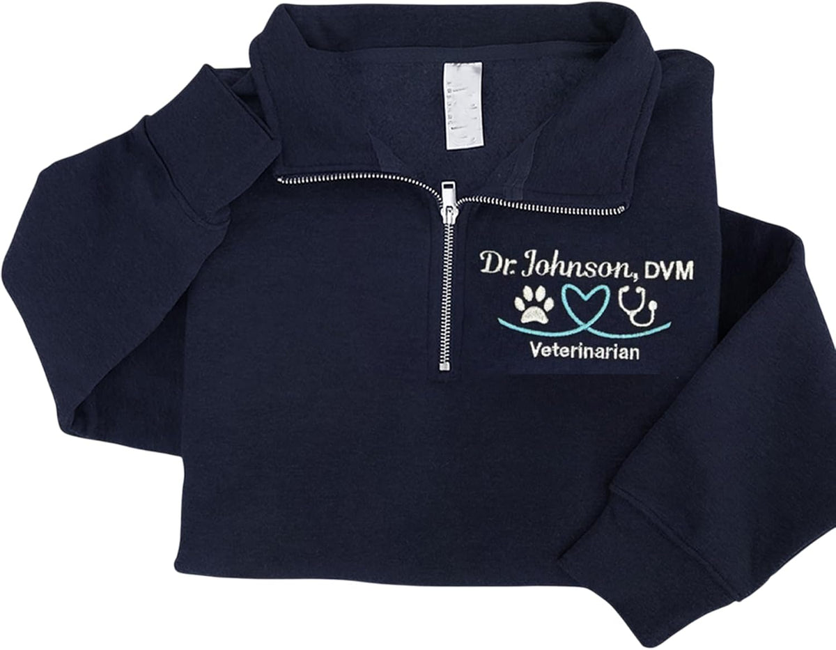 Lovely POD Personalized Embroidered Quarter Zip Sweatshirt, Gift for Nurses, Doctors, Healthy Care, Medical Gifts - Style 10