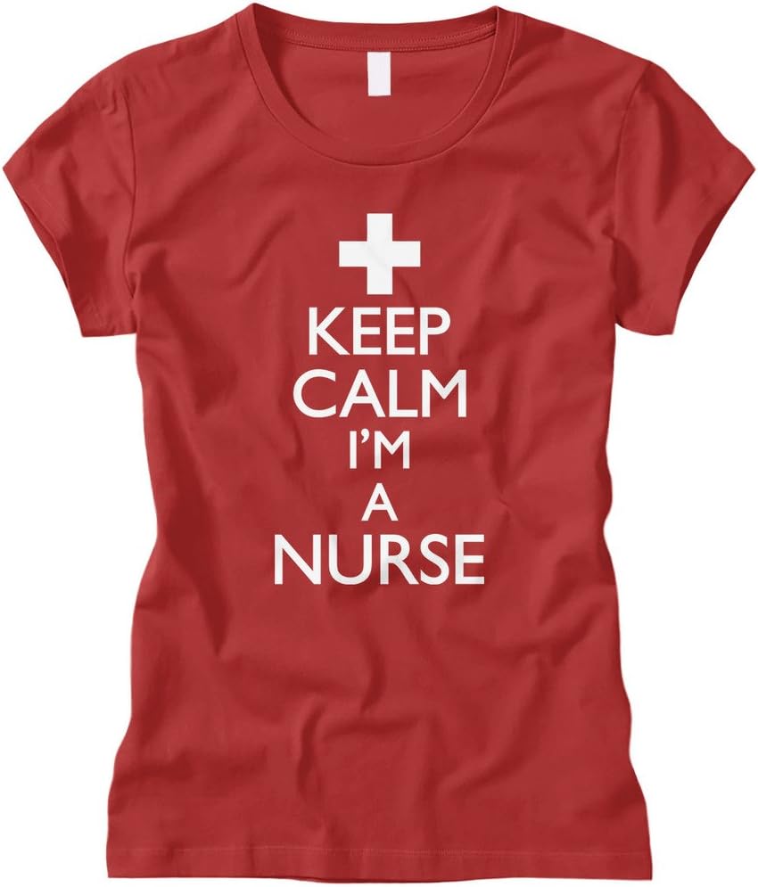 Cybertela Women's Keep Calm I'm A Nurse Fitted T-Shirt - Red