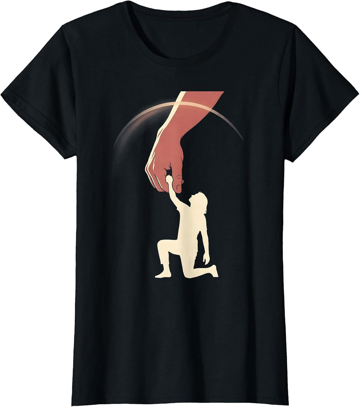 Women's Anti Bullying Hand Lifting Fallen Figure Graphic T-Shirt - Black