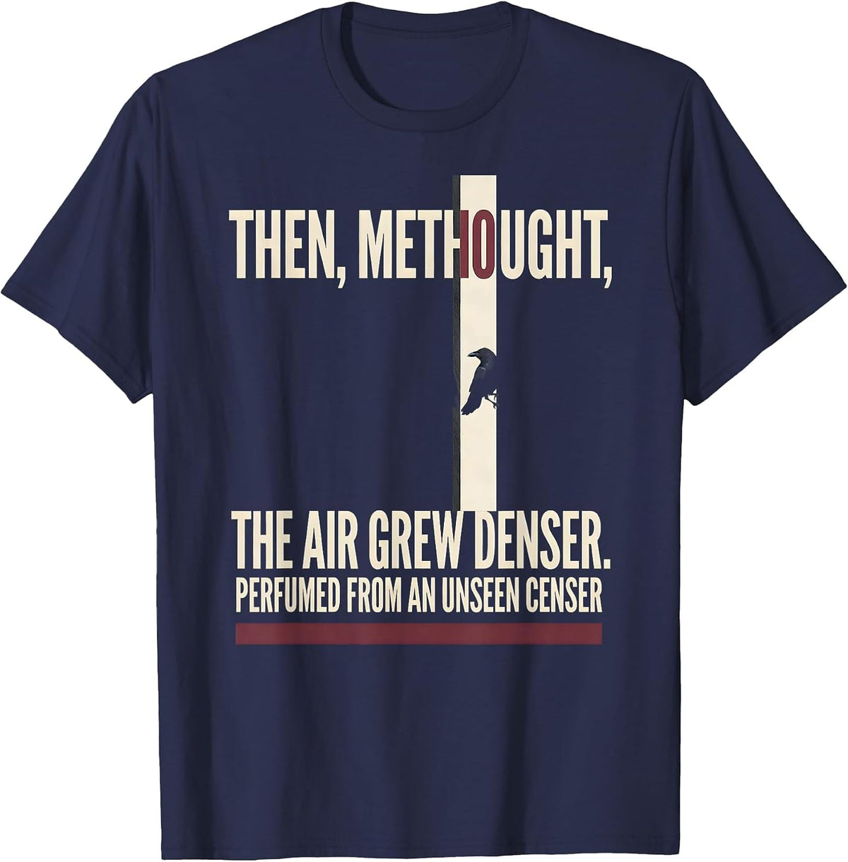 Edgar Allan Poe The Raven Gothic Literary Fan Art T-Shirt - Navy Blue