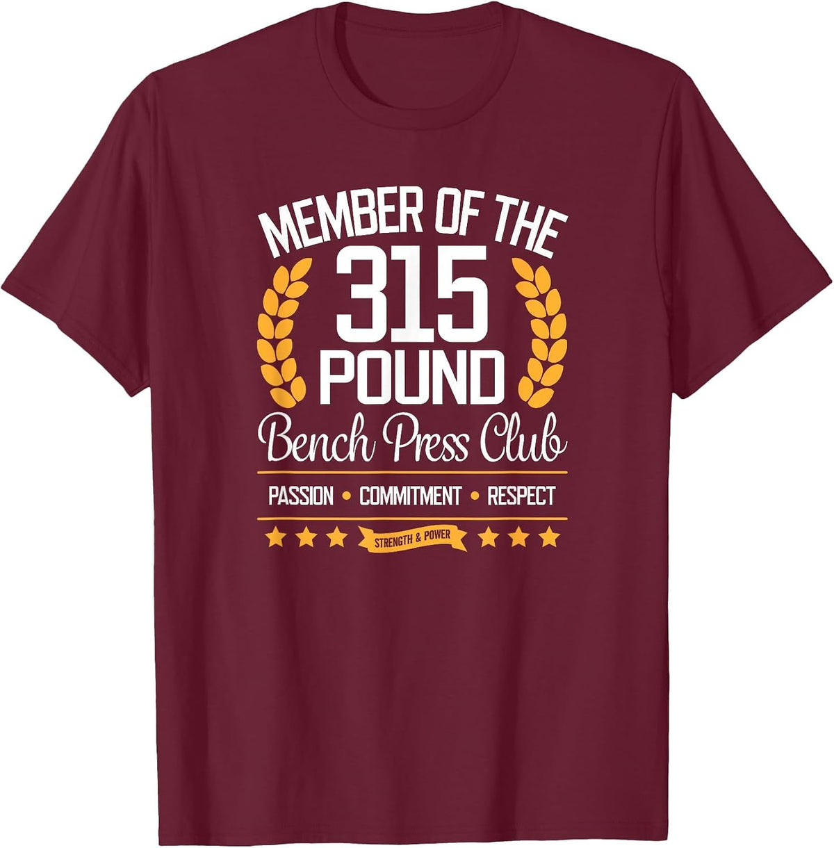 142.9 kg Bench Press Club T-Shirt for Strong Men and Women T-Shirt - Burgundy
