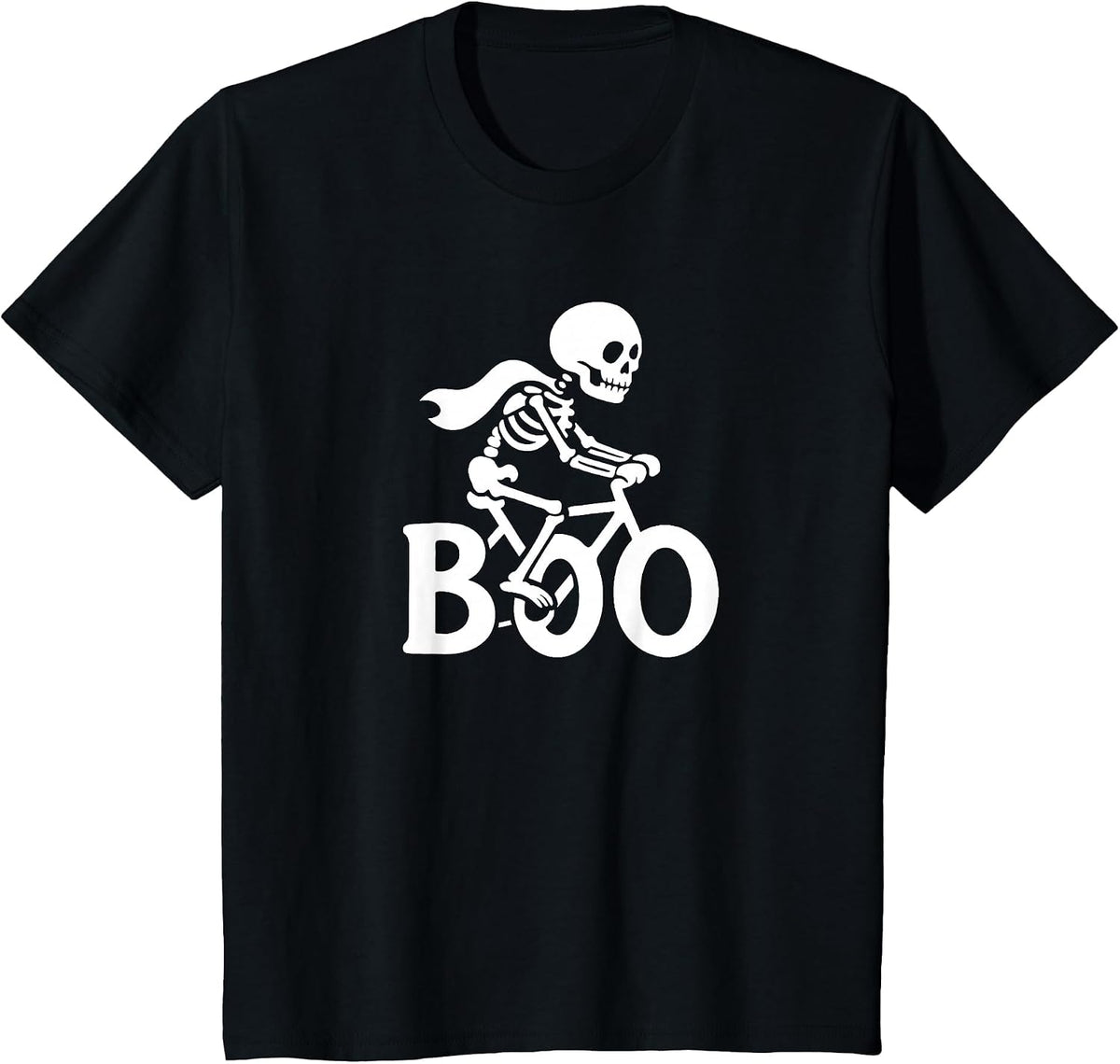 Skeleton Riding Bike Funny Halloween Boo Cycling Biker T-Shirt - Black