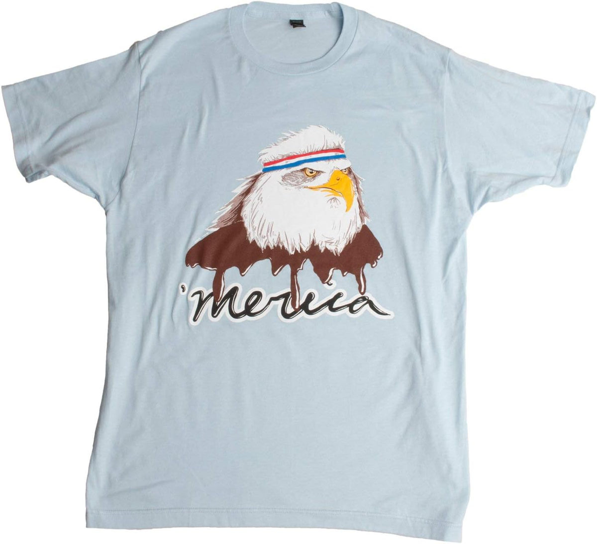 USA Mullet Eagle - Patriotic 80's Eagle of Freedom - Merica Unisex T-Shirt - Light Blue