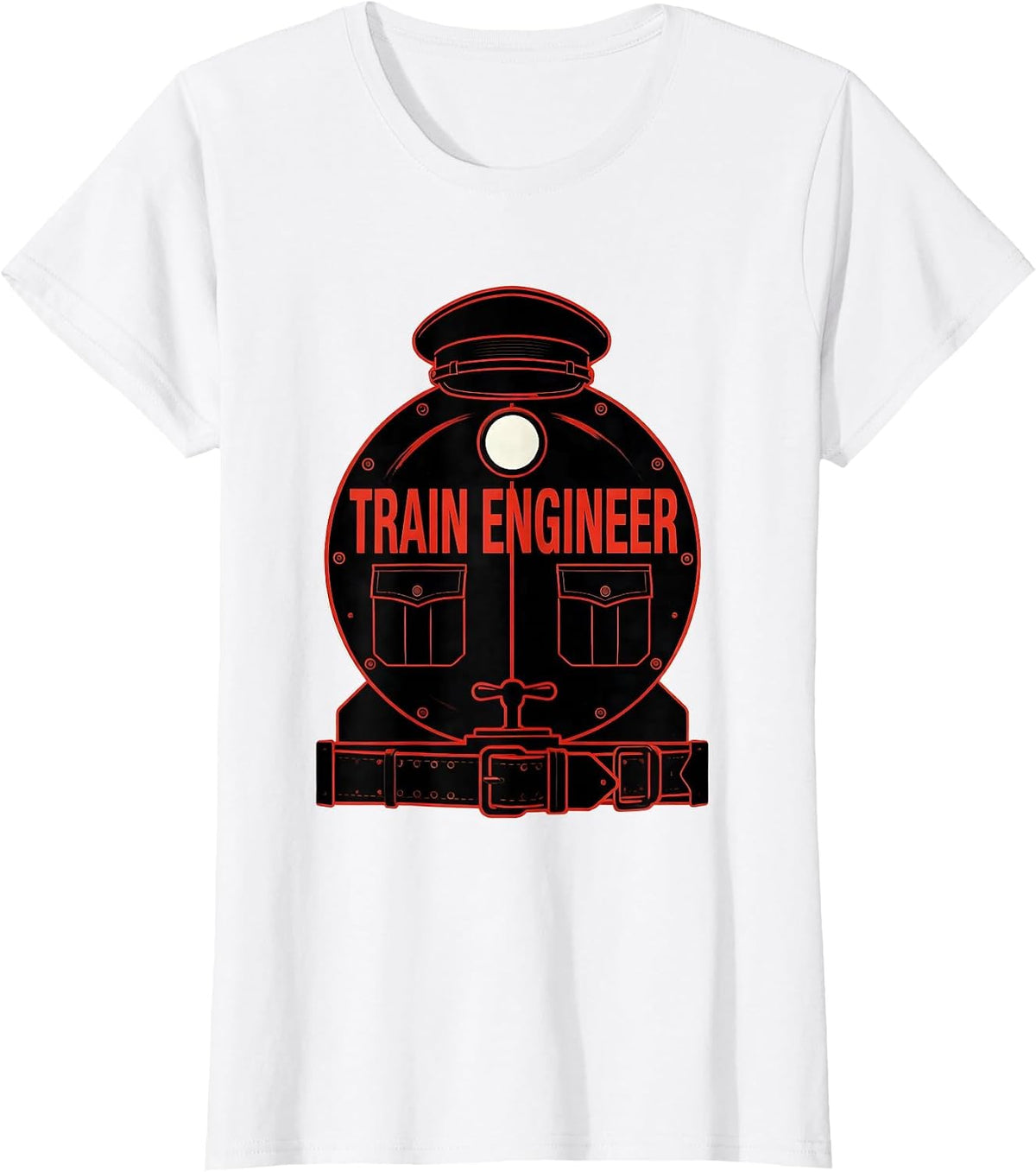 Women's Train Engineer Rail Uniform Costume Halloween T-Shirt - White