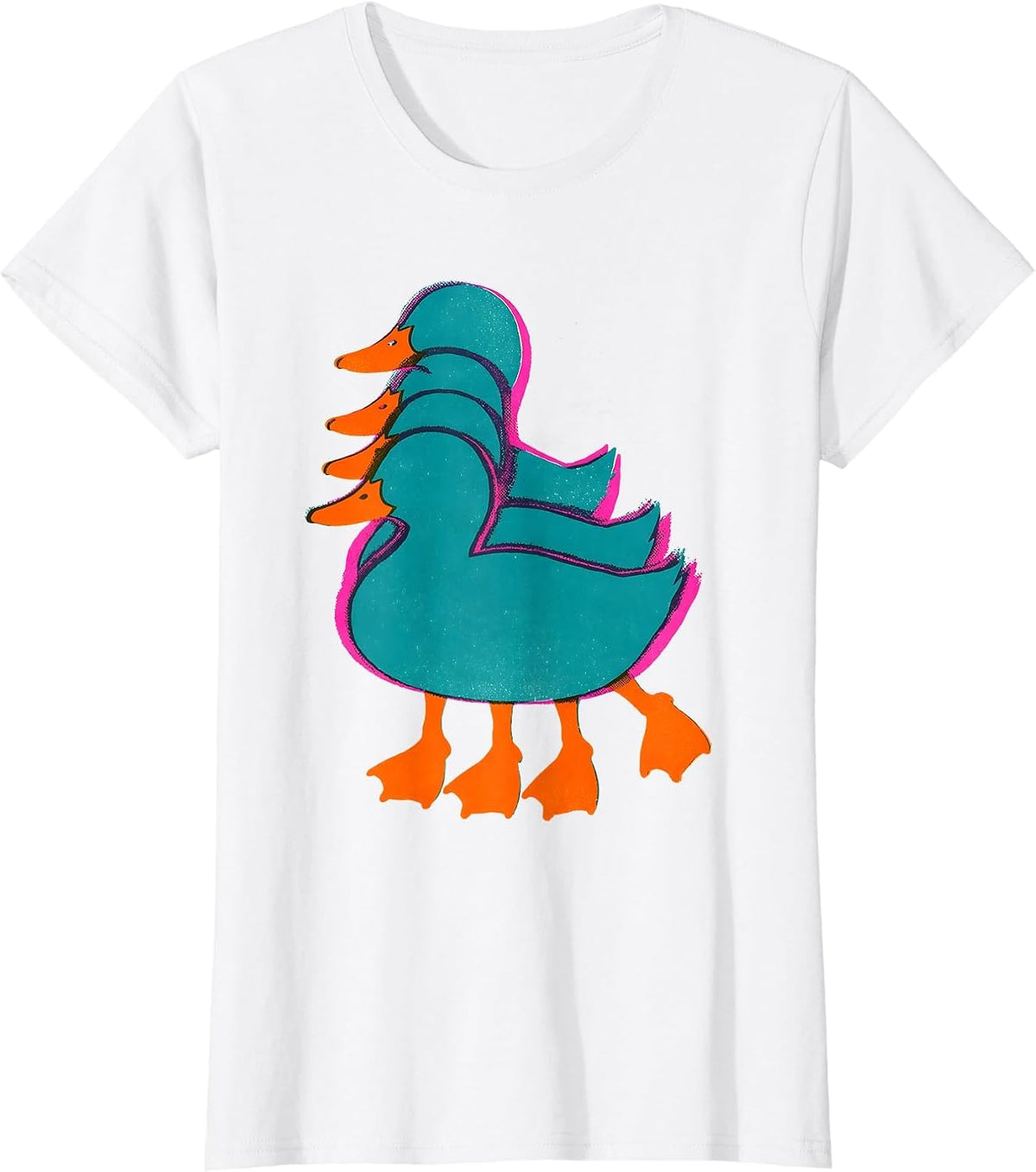 Duck Silhouette Risograph Funny Novelty Gift T-Shirt - White