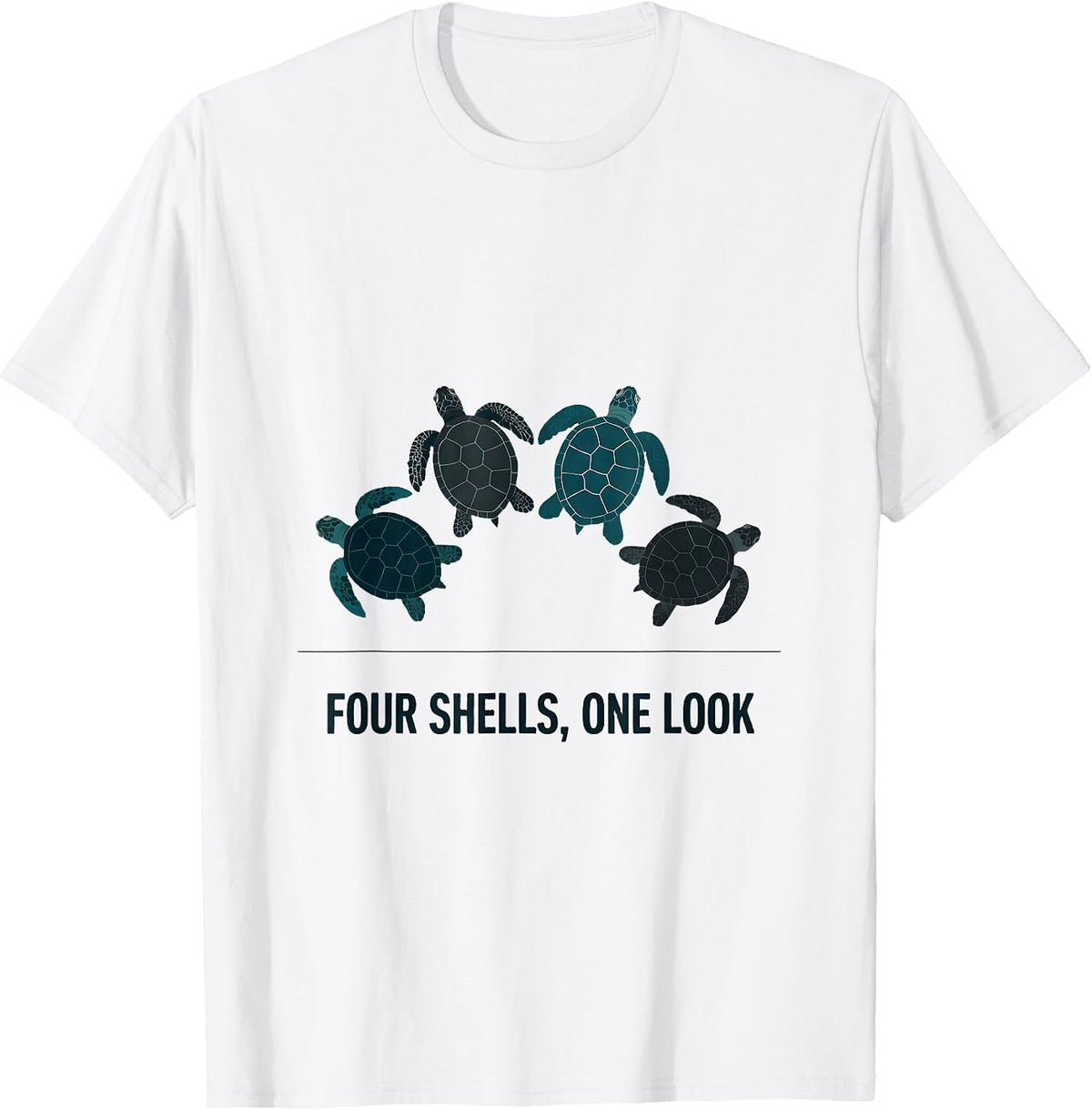 Men's Four Shells One Look Editorial Conceptual Sea Turtle T-Shirt - White
