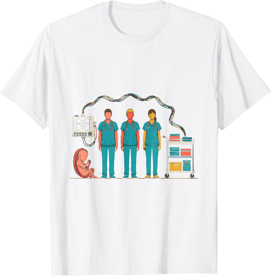 Men's L&D New Year Crew 2027 Funny Nurse Crew New Years Eve Party T-Shirt - White