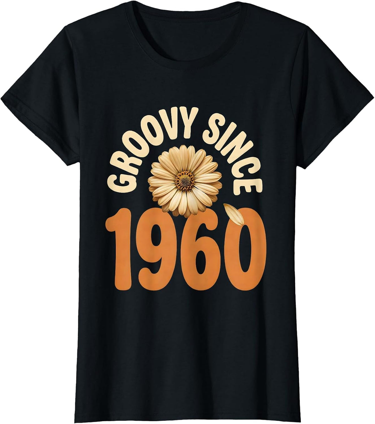 Groovy Since 1960 Retro Floral Hippie Daisy 60th Birthday T-Shirt - Black