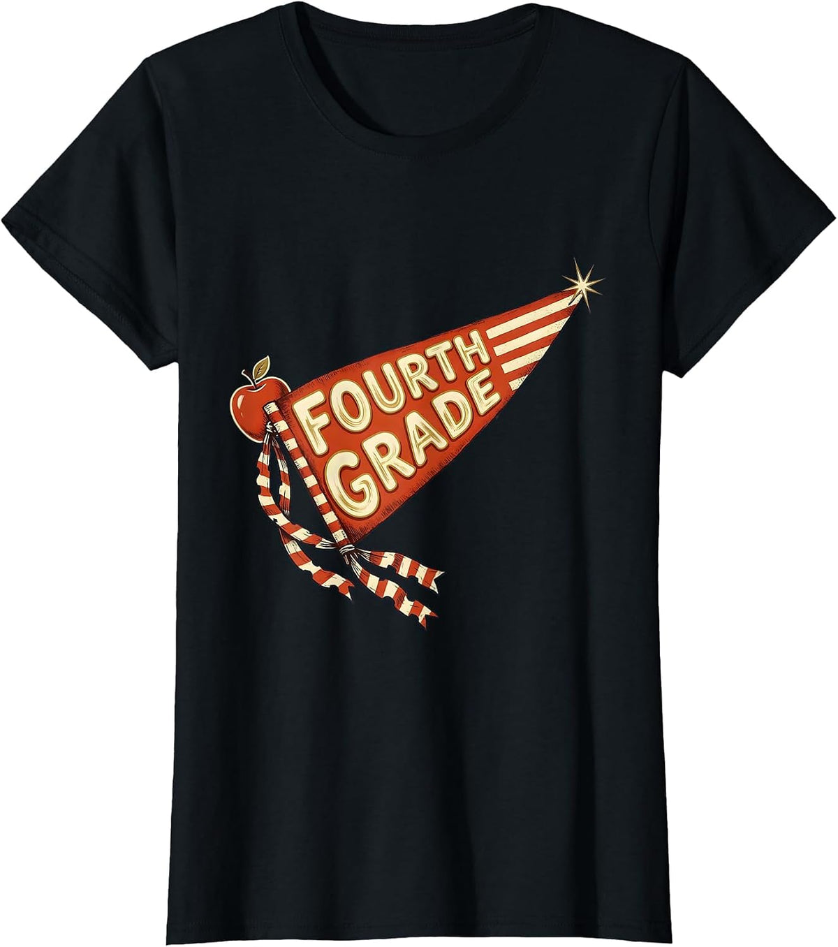 Fourth Grade Sign Painter Showcard Back to School Girl T-Shirt - Black