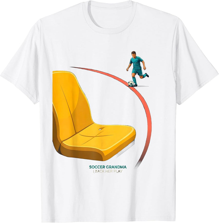 Men's Soccer Grandma I Back Her Play Stadium Seat Fan Pride T-Shirt - White