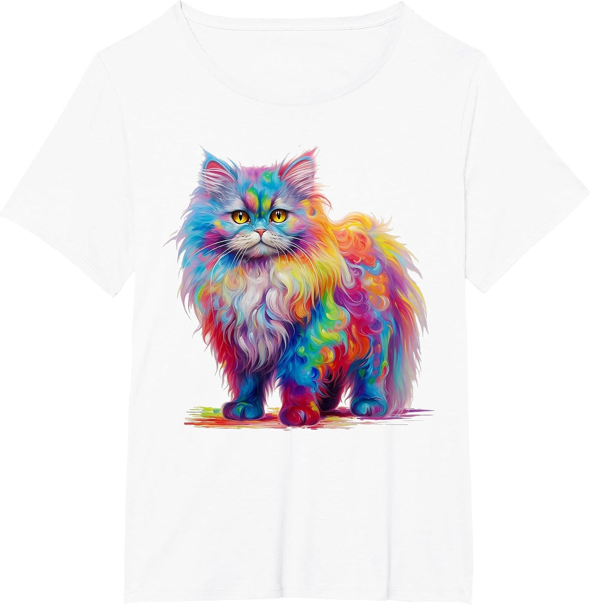Cute Colorful Persian Cat for Cat Lovers T-Shirt - White
