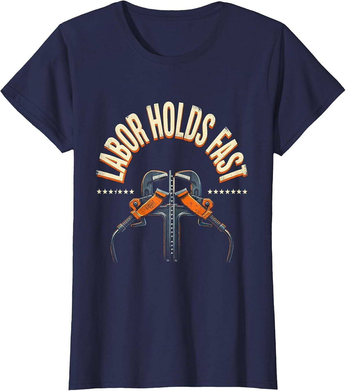 Women's Labor Holds Fast Heavy Condensed Union Worker Solidarity T-Shirt - Navy Blue
